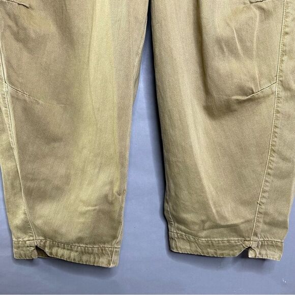 Anthropologie Pilcro Tapered Crop Chino Pants Tan Denim Jeans - Button Fly - Picture 9 of 12